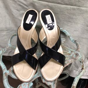 Furla black patent leather sandals, made in Italy